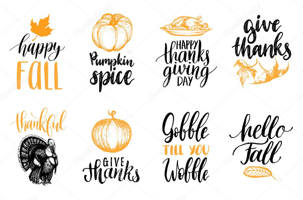 Thanksgiving lettering for invitations or festive greeting cards