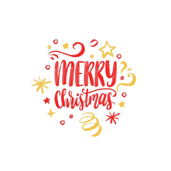 Merry Christmas Bokstäver Kalligrafiska Vektorillustration Happy Holidays Gratulationskort Affisch Mall — Stock vektor