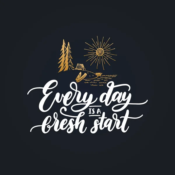 Everyday Start Мотивационный Плакат Лекциями Векторная Вдохновляющая Цитата Рисунком Ручной — стоковый вектор