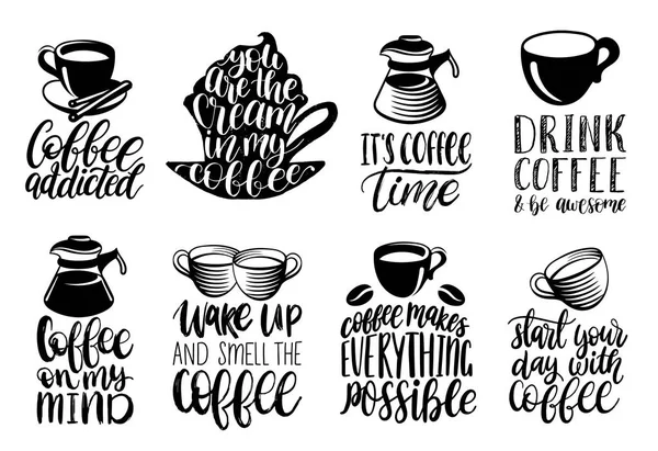 Набор Кофейных Фраз Написанных Вручную Коллекция Писем Меню Ресторана Иллюстрации — стоковый вектор
