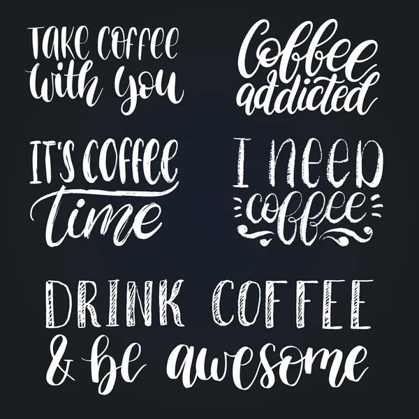 Vektor Handgeschriebenen Kaffee Sätze Gesetzt Schriftzüge Für Die Speisekarte Des — Stockvektor