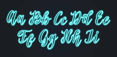 Neon renk İngilizce harfler illüstrasyon vektör 