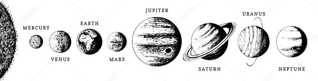 planets in space illustration , vector 