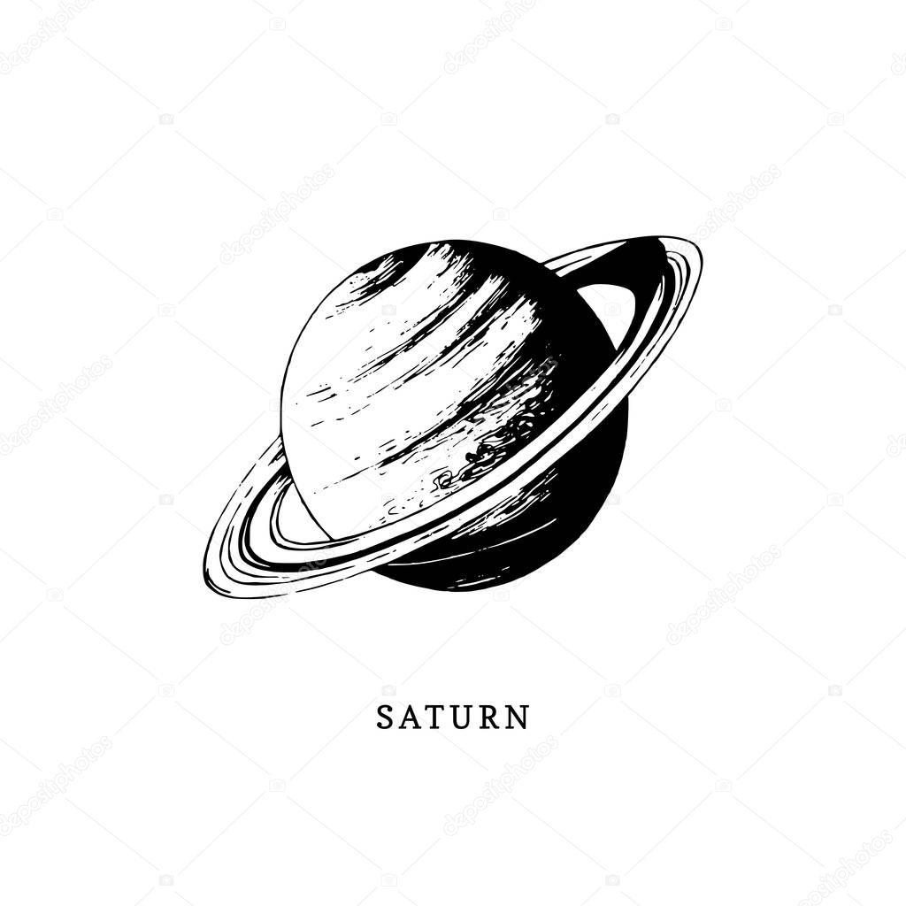 Saturn Solar system planet. Vector illustration 