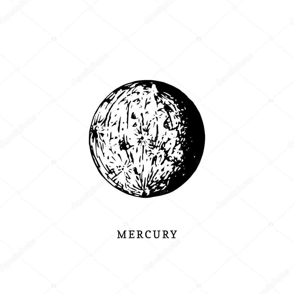 Mercury Solar system planet. Vector illustration 