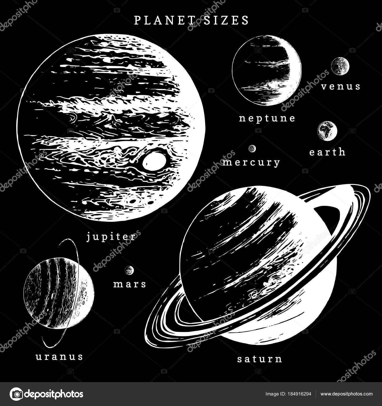 Planètes Système Solaire Avec Des Noms Sur Fond Noir Image