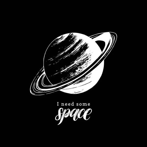 Hand Lettering Phrase Need More Space Planet — Stock Vector