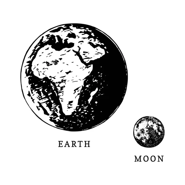 Tierra Luna Planeta Del Sistema Solar Sobre Fondo Blanco — Archivo Imágenes Vectoriales