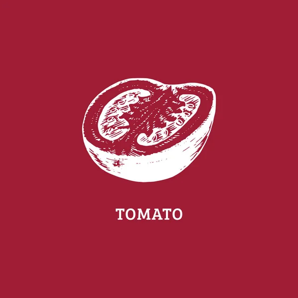 Χέρι σε φέτες ντομάτας — Διανυσματικό Αρχείο