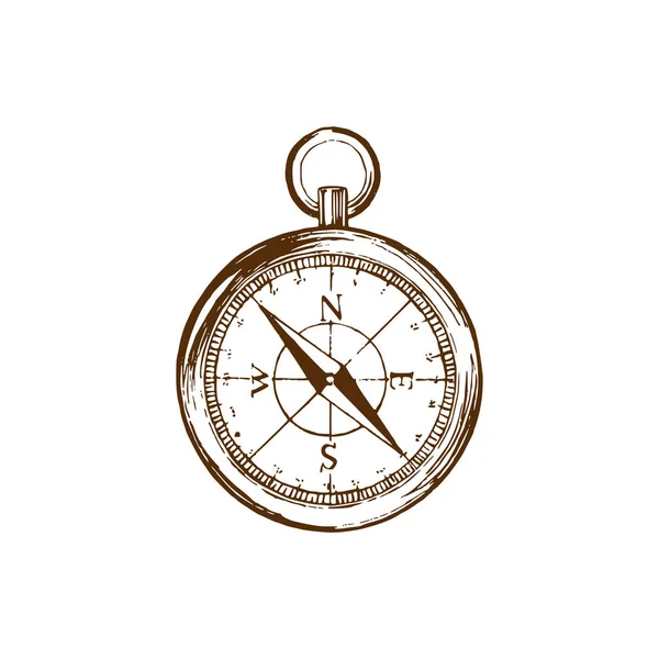 Handgezeichnete Illustration Des Kompasses Vektor Verwendet Für Reiseposter Karte Design — Stockvektor