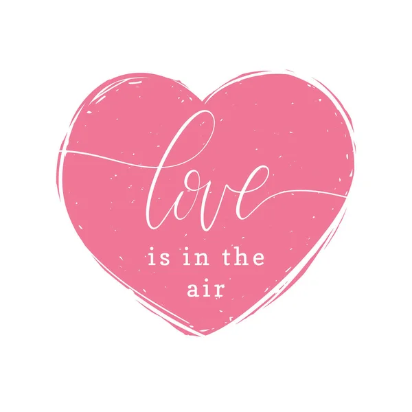 Love Air Handwritten Phrase Heart Shape Valentine Day Lettering Card — Stock Vector
