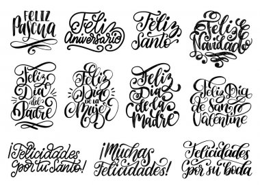 İspanyolca kelimeler illüstrasyon vektör 