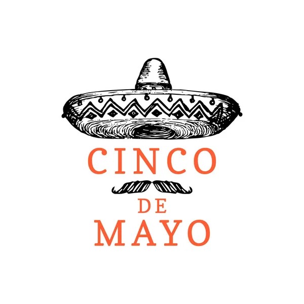 Cinco Mayo Hand Lettering Translation Spanish May Vector Calligraphy Illustration — Stock Vector