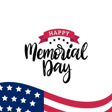 Mutlu Anma Günü el yazısı ifade vektör. Ulusal Amerikan tatil illüstrasyon ABD bayrağı ile. Festival posteri, tebrik kartı, davetiye vb..