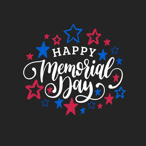 Fröhlicher Gedenktag Handgeschriebene Phrase Vektor Nationale Amerikanische Feiertagsillustration Mit Farbigen — Stockvektor