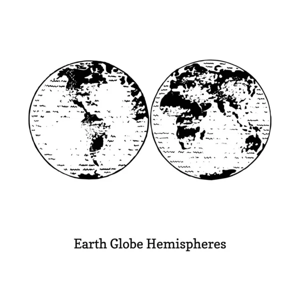 Illustration des hémisphères du globe terrestre. Croquis dessiné en vecteur . — Image vectorielle
