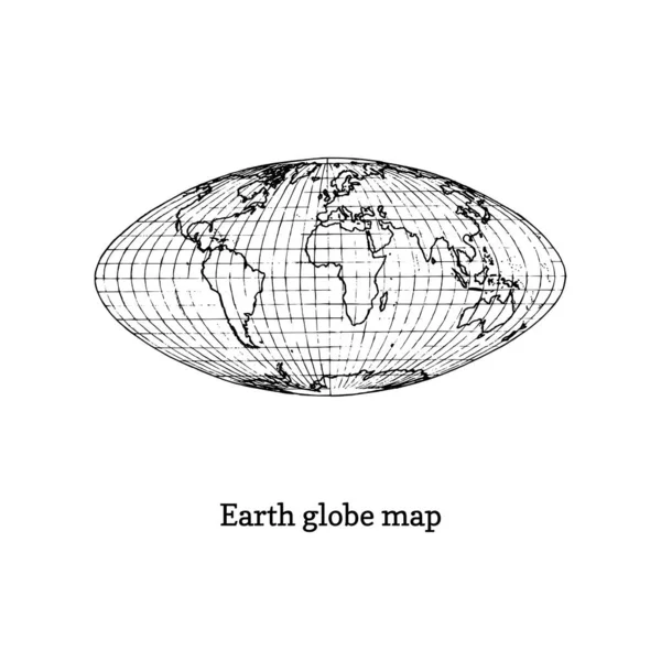 Ilustracja mapy kuli ziemskiej. Narysowany szkic wektorem. — Wektor stockowy