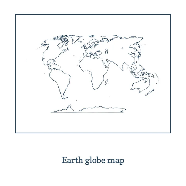 Illustration graphique de la carte du globe terrestre. Contour des continents dessinés à la main en vecteur . — Image vectorielle