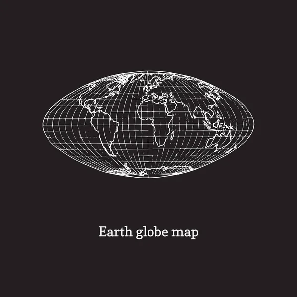 Illustration de carte du globe terrestre sur fond noir. Croquis dessiné en vecteur . — Image vectorielle