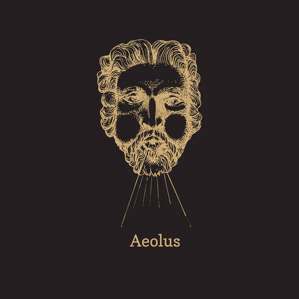 Aeolus, Gottes Hüter der Winde, mit der Hand im Stich gezeichnet. Vektorillustration der astrologischen Gottheit Astraeus. — Stockvektor