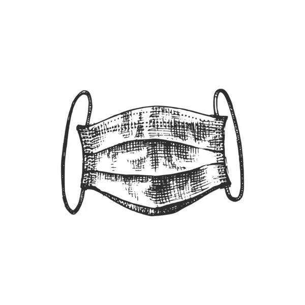 Maska do twarzy, ilustracja graficzna w wektorze. Szkic ochronnego stroju medycznego. — Wektor stockowy