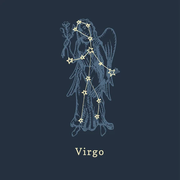 Constelação do zodíaco de Libra em estilo gravura. Ilustração retrô-gráfica vetorial de signo astrológico Escalas . —  Vetores de Stock