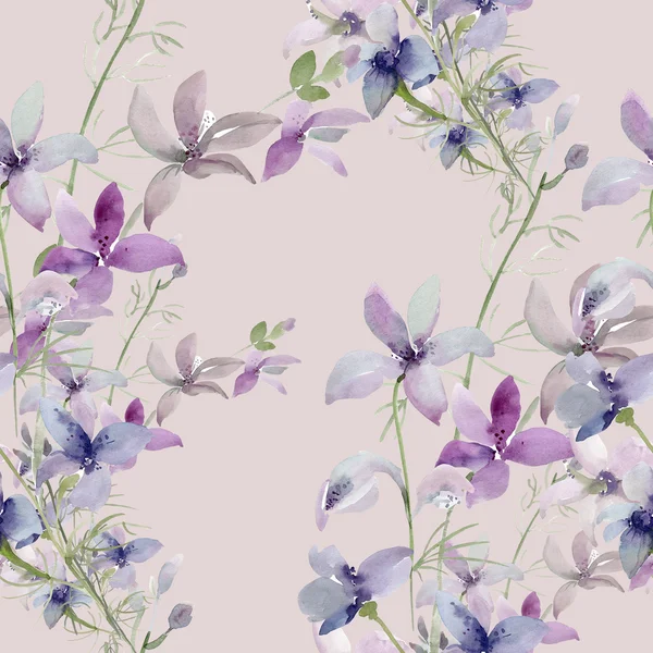 Nahtloses Muster von Wildblumen auf farbigem Hintergrund — Stockfoto