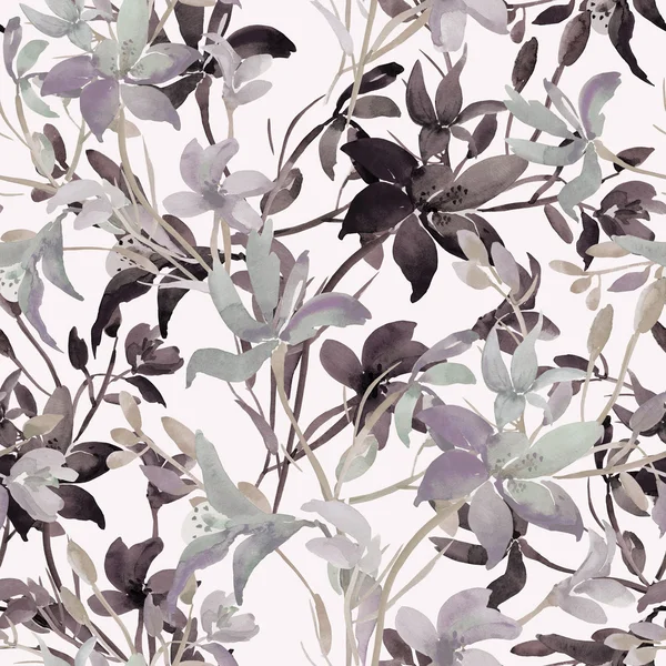 色付きの背景上の野生花のシームレス パターン — ストック写真