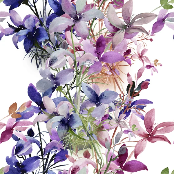 배경색에 야생 꽃의 완벽 한 패턴 — 스톡 사진