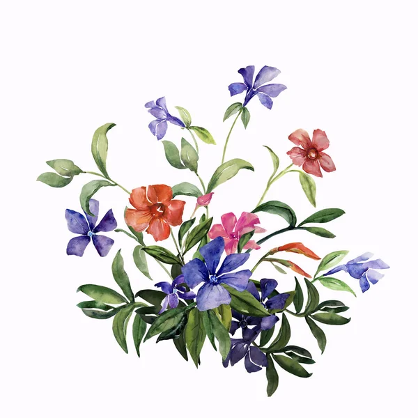 Illustration aquarelle d'un bouquet de fleurs colorées, motif d'image — Photo