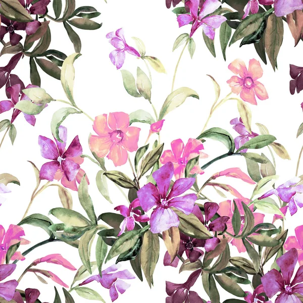 Акварельна ілюстрація букета з різнокольорових квітів, безшовний візерунок — стокове фото