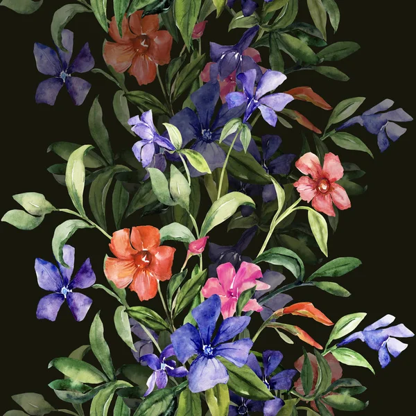 Akvarell illustration av en bukett av färgglada blommor, bild sömlösa mönster — Stockfoto