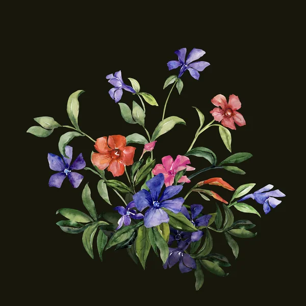 Акварельная иллюстрация букета красочных цветов, рисунок — стоковое фото