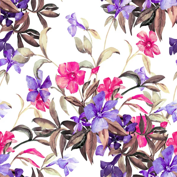 Bir buket renkli çiçek, görüntü seamless modeli suluboya çizimi — Stok fotoğraf