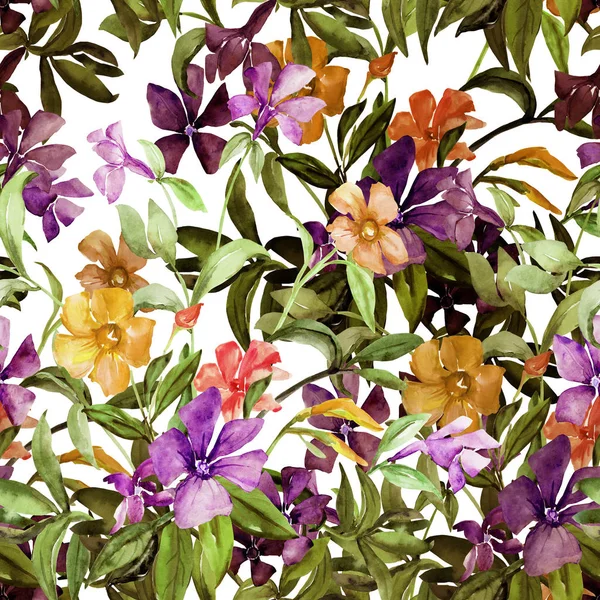 Aquarel illustratie van een boeket van kleurrijke bloemen, afbeelding naadloze patroon — Stockfoto