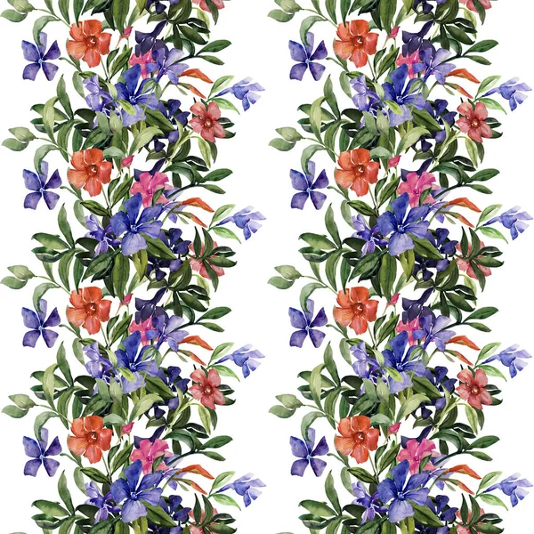 Акварельна ілюстрація букета з різнокольорових квітів, безшовний візерунок — стокове фото