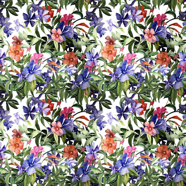 Akvarelu ilustrace kytici barevných květin, vzor bezešvé obrazu — Stock fotografie