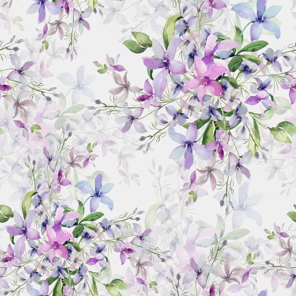 Seamless mönster av vilda blommor, akvarell bilden på en färgad bakgrund — Stockfoto