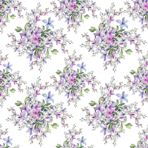 Seamless mönster av vilda blommor, akvarell bilden på en färgad bakgrund — Stockfoto