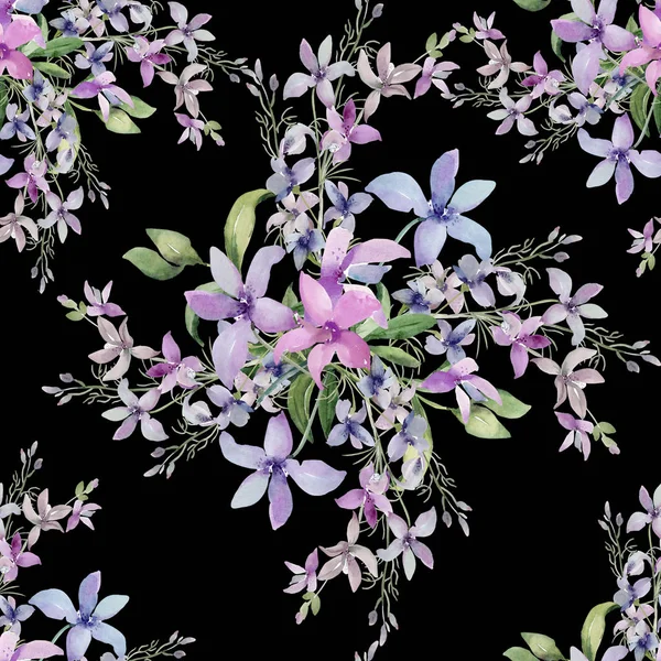 Naadloze patroon van wilde bloemen, aquarel afbeelding op een gekleurde achtergrond — Stockfoto