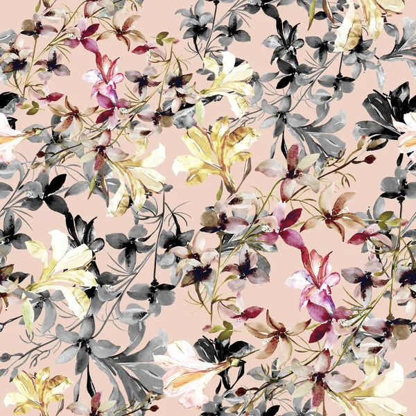 Seamless mönster bukett krysantemum på en färgad bakgrund — Stockfoto
