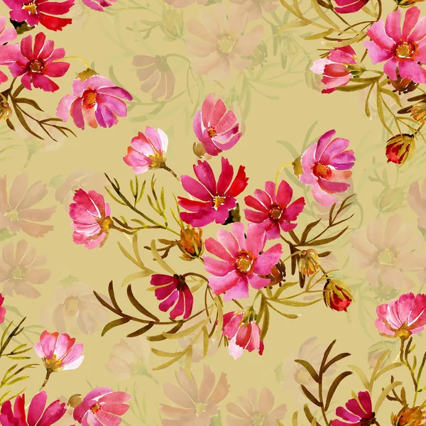 Seamless pattern garden flowers — Stock Photo, Image
