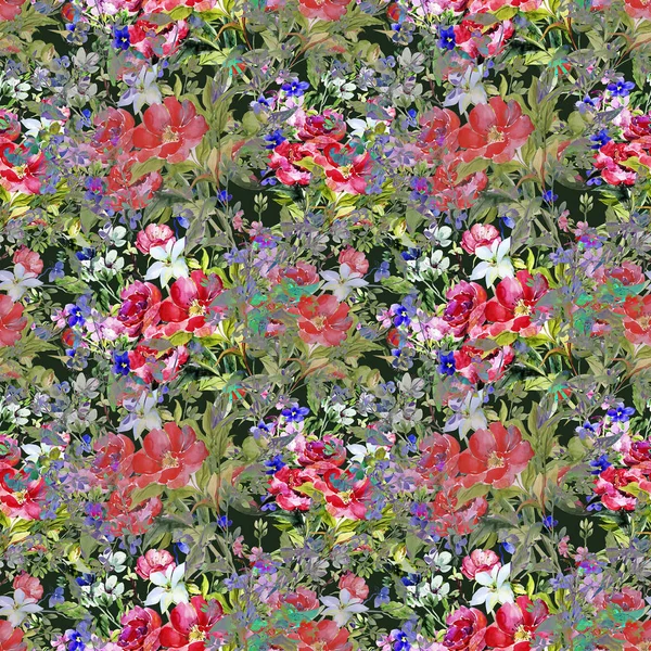 Buquê de diferentes variedades de flores de verão — Fotografia de Stock