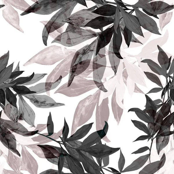 Akvarel Bezešvný Vzor Podzimních Listů — Stock fotografie