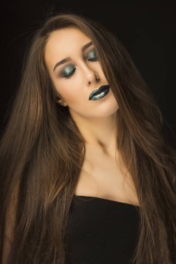 Yüksek moda portre st, çekici esmer kadın portresi