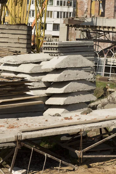 Set of concrete slabs on the construction site