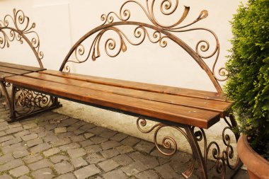 Park Kömür topakları ile sahte kahverengi ahşap Bank