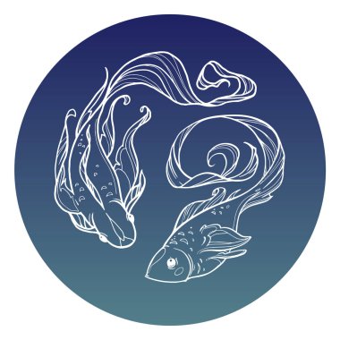 Dekoratif vektör altın koi balıkları ile yuvarlak çerçeve