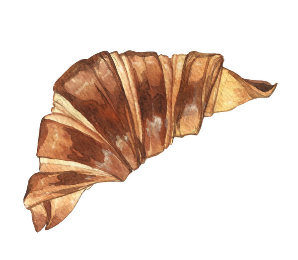 Watercolor handmade sweet bakery pastry fancy croissant set