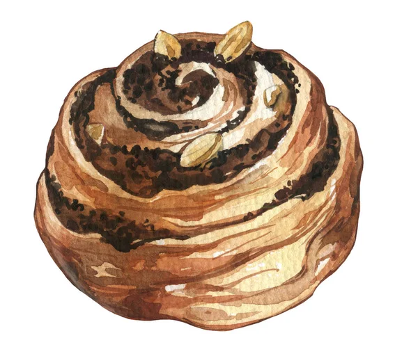 Akvarell, kézzel készített édes pékség péksütemény képzelet készlet — Stock Fotó